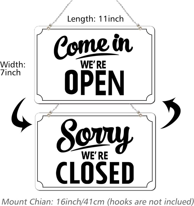 SnailGo Open Closed Signs Business Hours Sign Set for Window Door Open Signs for Business Hour Closed Open Flip Sign Store Resturant Bar White - Image 2